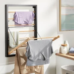 Wall Mounted Drying Rack Black - Brightroom™: Steel Pull Down Clothes Dryer, Folding Mountable, 10kg Capacity