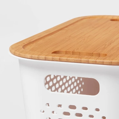 Narrow Bamboo Lid With Cutout Handles - Brightroom™: Decorative Storage Bin, Brown, No Assembly, 12.2" Height 2 Narrow Bamboo Lid With Cutout Handles - Brightroom™: Decorative Storage Bin, Brown, No Assembly, 12.2" Height - Image 2