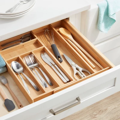 Natural 7 Compartment Drawer Organizer Brown - Brightroom™: Expandable Kitchen Utensils & Silverware Storage 1 Natural 7 Compartment Drawer Organizer Brown - Brightroom™: Expandable Kitchen Utensils & Silverware Storage