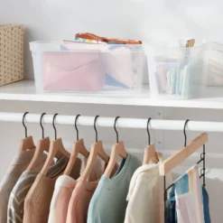 2pk Slim Open Storage Bins Clear - Brightroom™: Stackable Plastic Utility Tubs, 7.1 Volume, Nesting, Spot Clean