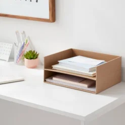 Canvas Paper Tray Little Brown - Brightroom™: Desk & Office Organization Set, Letter Tray, Polyester Canvas,