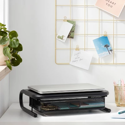 Mesh Monitor Stand With Drawer Black - Brightroom™ 1 Mesh Monitor Stand With Drawer Black - Brightroom™