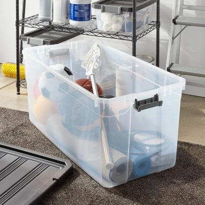 200qt Heavy Duty Latching Clear Storage Box - Brightroom™: Portable Black Utility Bin With Lid, 200qt Capacity 1 200qt Heavy Duty Latching Clear Storage Box - Brightroom™: Portable Black Utility Bin With Lid, 200qt Capacity