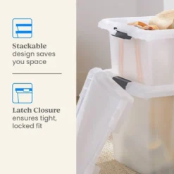 Medium Frosted Latching Storage Box - Brightroom™: Stackable Polypropylene Tote With Lid, 48L Capacity -Brightroom Sales Store GUEST 26086a48 e4ef 4a9c a11a 7ec2b449b8a7