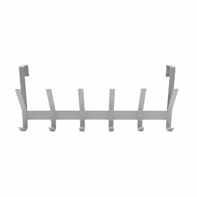 Heavy Duty Over The Door 6 Hooks Rail Matte Gray - Brightroom™ 1 Heavy Duty Over The Door 6 Hooks Rail Matte Gray - Brightroom™