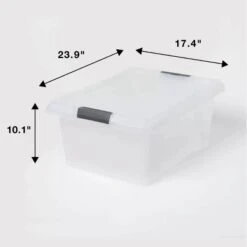 Medium Frosted Latching Storage Box - Brightroom™: Stackable Polypropylene Tote With Lid, 48L Capacity -Brightroom Sales Store GUEST 31645692 b442 466a 830f 80177189691a