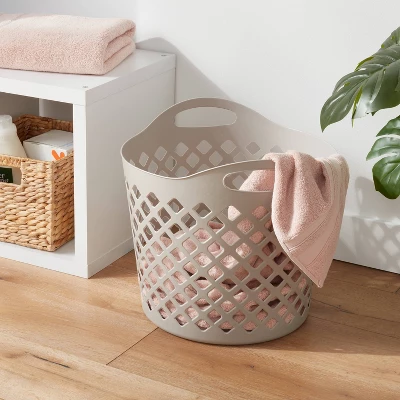 1bu Flexible Diamond Round Laundry Basket Gray - Brightroom™: Polyethylene, 35.2L Capacity, Built-In Handles, Multipurpose 1 1bu Flexible Diamond Round Laundry Basket Gray - Brightroom™: Polyethylene, 35.2L Capacity, Built-In Handles, Multipurpose