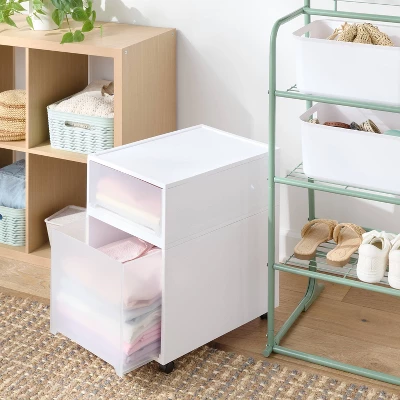 Modern Tall Narrow Drawer With Caster Wheel With Lock White 1pc - Brightroom™ 1 Modern Tall Narrow Drawer With Caster Wheel With Lock White 1pc - Brightroom™