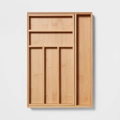 Natural 7 Compartment Drawer Organizer Brown - Brightroom™: Expandable Kitchen Utensils & Silverware Storage 2 Natural 7 Compartment Drawer Organizer Brown - Brightroom™: Expandable Kitchen Utensils & Silverware Storage - Image 2