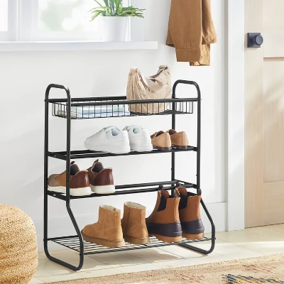 4-Tier Shoe Rack With Basket - Brightroom™ 1 4-Tier Shoe Rack With Basket - Brightroom™