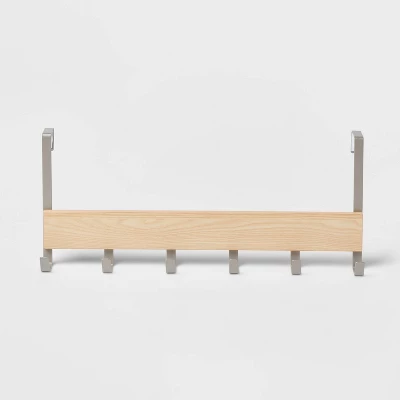 Large Over The Door Hook With Wood 6 Hooks - Brightroom™ 3 Large Over The Door Hook With Wood 6 Hooks - Brightroom™ - Image 3