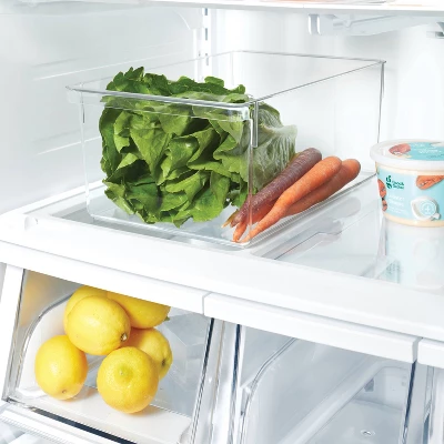 Large Wide Fridge And Pantry Organizer Bin - Brightroom™: Clear Freezer-Safe Storage, 14.5"x9.14"x6"