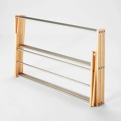 Rubber Wood And Stainless Steel Drying Rack - Brightroom™ 2 Rubber Wood And Stainless Steel Drying Rack - Brightroom™ - Image 2