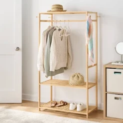 Bamboo Garment Rack With Shelving - Brightroom™