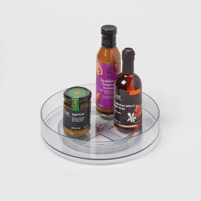 11" Low Plastic Lazy Susan Turn Table Clear - Brightroom™: Kitchen Cabinet Organizer, Polyethylene, Stainless Steel 2 11" Low Plastic Lazy Susan Turn Table Clear - Brightroom™: Kitchen Cabinet Organizer, Polyethylene, Stainless Steel - Image 2