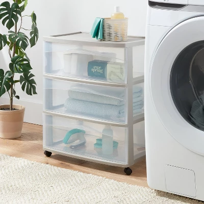 3 Drawer Wide Cart Spaceship Gray - Brightroom™ 1 3 Drawer Wide Cart Spaceship Gray - Brightroom™