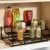 3-Tier Metal Expandable Spice Rack With Powder Coated Finish Black - Brightroom™: Kitchen Organizer, Iron, 14" Width
