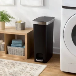 45L Slim Resin Step Trash Can With Stainless Band - Brightroom™