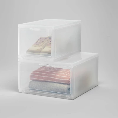 Small Stackable Bins Front Opening Clear Plastic - Brightroom™ 3 Small Stackable Bins Front Opening Clear Plastic - Brightroom™ - Image 3