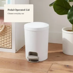 1.6gal Round Step Trash Can - Brightroom™: Compact Pedal-Operated Lid, Small Bathroom Bin, Textured White Finish -Brightroom Sales Store GUEST 850a833e 1d8d 464a 91d2 fa4392e66116