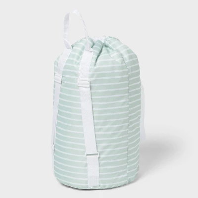 Backpack Laundry Bag Green - Brightroom™: 50L Capacity, Daydream Green, Stripe Pattern, Multipurpose, 1 Handle 2 Backpack Laundry Bag Green - Brightroom™: 50L Capacity, Daydream Green, Stripe Pattern, Multipurpose, 1 Handle - Image 2