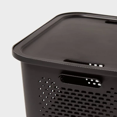 Decorative Plastic Lid Black - Brightroom™: Storage Bin Lid, Universal Placement, Cut-Out Handles, 14.72"x12.52" 2 Decorative Plastic Lid Black - Brightroom™: Storage Bin Lid, Universal Placement, Cut-Out Handles, 14.72"x12.52" - Image 2