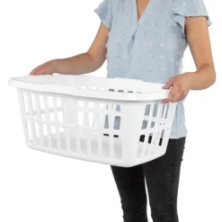 1.5bu Laundry Basket White - Brightroom™: Large Portable Clothes Hamper With Built-In Handles, 52.8L Capacity -Brightroom Sales Store GUEST a136fa33 76d1 4694 882d 0ec835b45a70