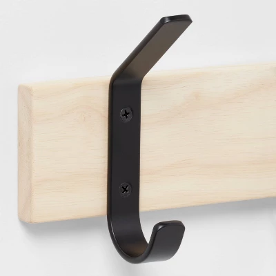 Mixed Material 4 Hooks Rail Matte Black On Light Wood - Brightroom™ 2 Mixed Material 4 Hooks Rail Matte Black On Light Wood - Brightroom™ - Image 2