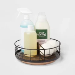 Divided Turntable Black Wire With Natural Wood - Brightroom™ -Brightroom Sales Store GUEST aa83c3b1 19ba 41dd ba5d e1b86512a437