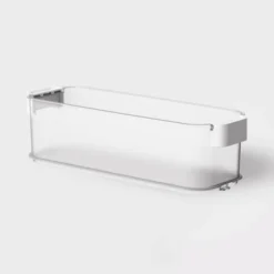 Click In Place 4.5qt Clear Slim Plastic Storage Bin With White Latch For Home And Office Organization - Brightroom™