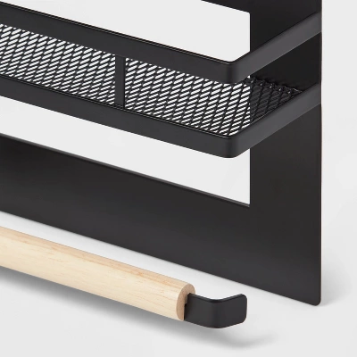 Metal Magnetic Side Of Fridge Organizer With Mesh Shelf With Powder Coated Finish Black - Brightroom™ 2 Metal Magnetic Side Of Fridge Organizer With Mesh Shelf With Powder Coated Finish Black - Brightroom™ - Image 2