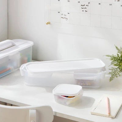 Click In Place Slim Lid For Plastic Storage Bins For Home And Office Organization White - Brightroom™ 1 Click In Place Slim Lid For Plastic Storage Bins For Home And Office Organization White - Brightroom™