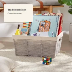 17" X 12" X 8" Large Woven Twisted Paper Rope Tapered Basket Gray - Brightroom™ 6 17" X 12" X 8" Large Woven Twisted Paper Rope Tapered Basket Gray - Brightroom™ -Brightroom Sales Store GUEST c7571cc9 f898 4260 b342 26d81c859c6c