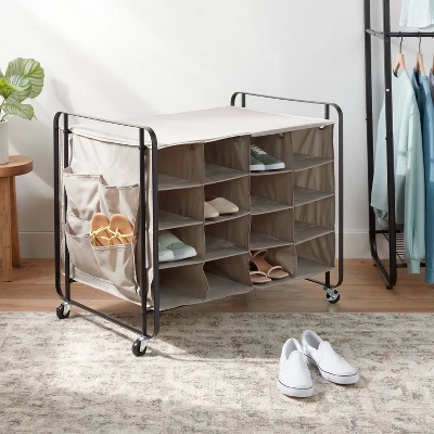4 Tier Rolling Cubby Shoe Rack Gray - Brightroom™ 1 4 Tier Rolling Cubby Shoe Rack Gray - Brightroom™