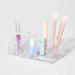 Bathroom Plastic 9 Slot Mixed Cosmetic Organizer Clear - Brightroom™: Makeup & Vanity Organizer Tray For Bathroom Countertop -Brightroom Sales Store GUEST c86e60e2 e1c8 4070 8398 113e68427840