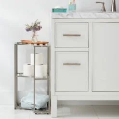 Small Space Storage Cabinet Brushed Nickel Metal - Brightroom™