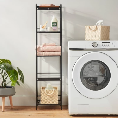 Folding 5 Shelf Narrow Black - Brightroom™ 1 Folding 5 Shelf Narrow Black - Brightroom™