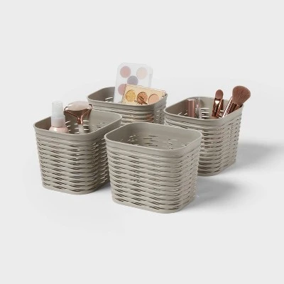 4pk Wave Decorative Basket Mini Gray - Brightroom™ 3 4pk Wave Decorative Basket Mini Gray - Brightroom™ - Image 3