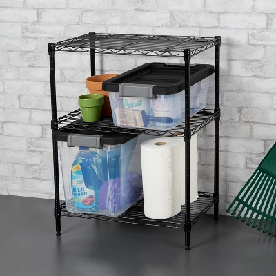 16qt Heavy Duty Latching Clear Storage Box - Brightroom™: Portable Plastic Bin, Universal Storage, Black, Lidded 2 16qt Heavy Duty Latching Clear Storage Box - Brightroom™: Portable Plastic Bin, Universal Storage, Black, Lidded - Image 2