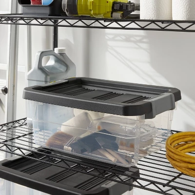 16qt Heavy Duty Latching Clear Storage Box - Brightroom™: Portable Plastic Bin, Universal Storage, Black, Lidded 1 16qt Heavy Duty Latching Clear Storage Box - Brightroom™: Portable Plastic Bin, Universal Storage, Black, Lidded