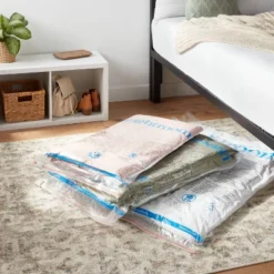 3pc (L-XL-Jumbo) Compression Bags Set Clear - Brightroom™: Vacuum Seal Storage For Clothing & Bedding, Plastic