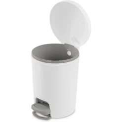 1.6gal Round Step Trash Can - Brightroom™: Compact Pedal-Operated Lid, Small Bathroom Bin, Textured White Finish -Brightroom Sales Store GUEST e7b7d364 e2e5 4250 831e 4f714ade8431