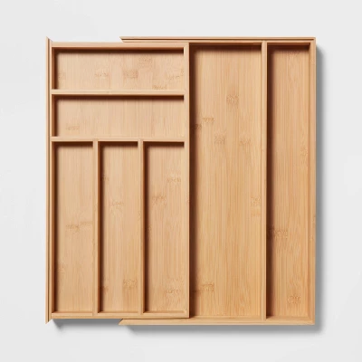 Natural 7 Compartment Drawer Organizer Brown - Brightroom™: Expandable Kitchen Utensils & Silverware Storage 3 Natural 7 Compartment Drawer Organizer Brown - Brightroom™: Expandable Kitchen Utensils & Silverware Storage - Image 3