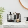 Divided Wire Basket With Wood Handle Black - Brightroom™