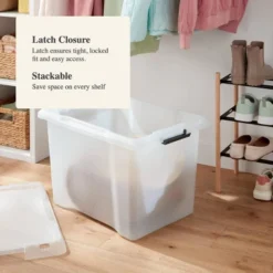 Large Frosted Latching Storage Box - Brightroom™: Stackable Clear Tote, 76L Capacity, Polypropylene, Universal Storage -Brightroom Sales Store GUEST f23c34bd 6053 493d ac3c 2d88b7161b8f