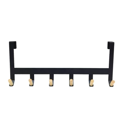 Mixed Material Over The Door 6 Hooks Rail Matte Black - Brightroom™ 1 Mixed Material Over The Door 6 Hooks Rail Matte Black - Brightroom™